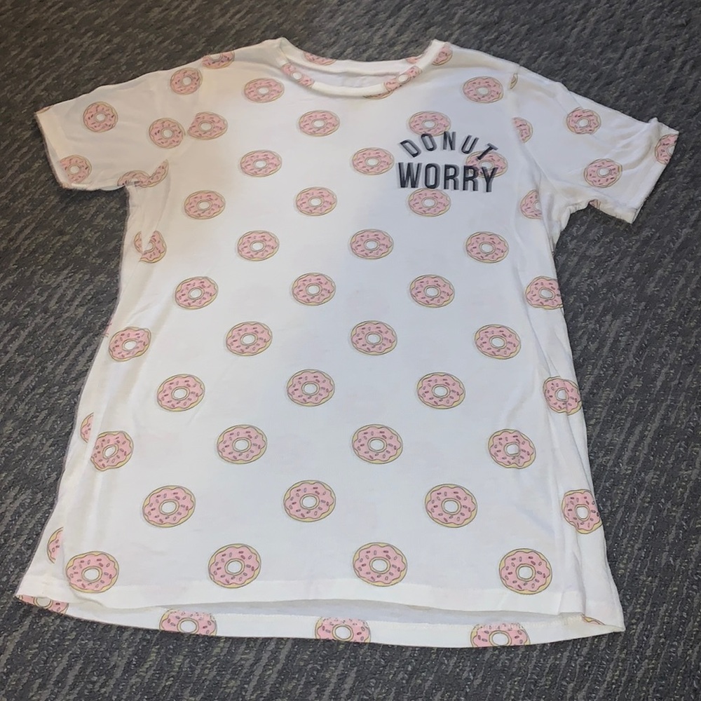 $1! Mighty fine DONUT WORRY all over print tee